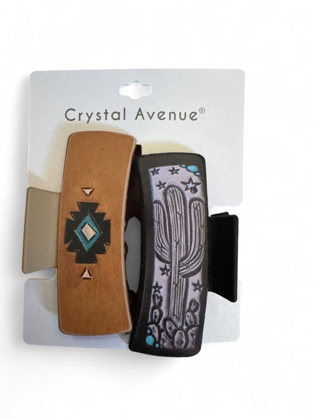 Crystal Avenue Women’s Boho Western Hair Claw Clip Set - Brown & Black